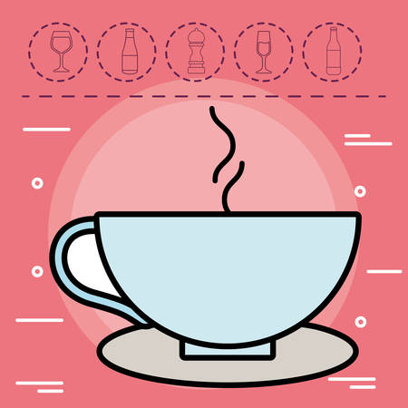 coffee mug over red background, colorful design. vector illustrationのイラスト素材