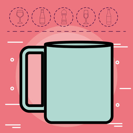 coffee mug icon over red background, colorful design. vector illustrationのイラスト素材