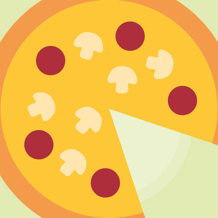 Pizza over green background, colorful design. vector illustrationのイラスト素材