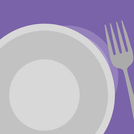 Plate and fork icon over purple background, vector illustrationのイラスト素材