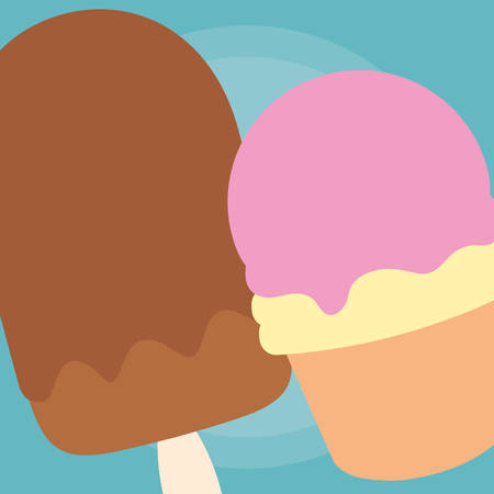 ice cream and ice lolly  over blue background, vector illustrationのイラスト素材