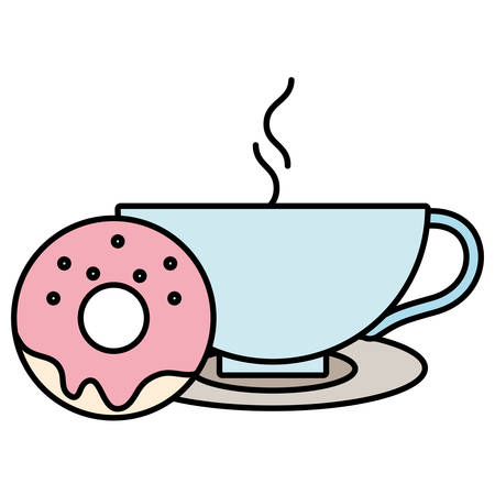 donut and coffee mug over white background, vector illustrationのイラスト素材