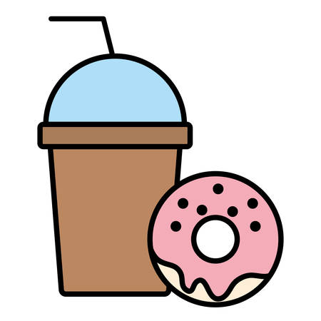 smoothie and sweet donut over white background, vector illustrationのイラスト素材