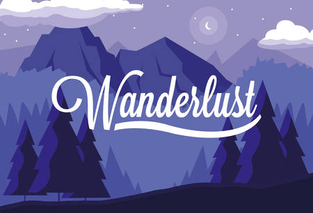 scene landscape forest wanderlust vector illustration designのイラスト素材