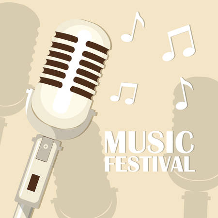 retro microphone music festival vector illustration designのイラスト素材