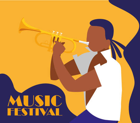 man playing trumpet instrument vector illustration designのイラスト素材