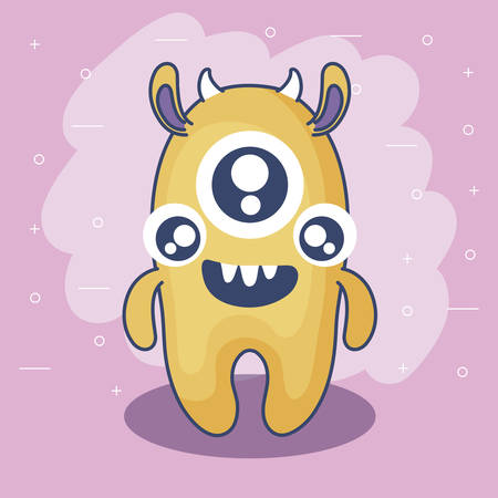cute monster card icon vector illustration designのイラスト素材