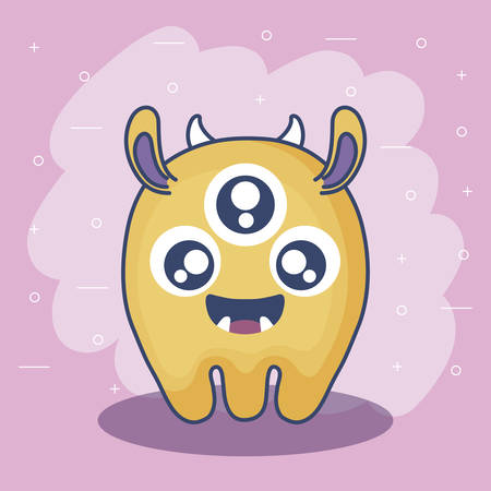 cute monster card icon vector illustration designのイラスト素材