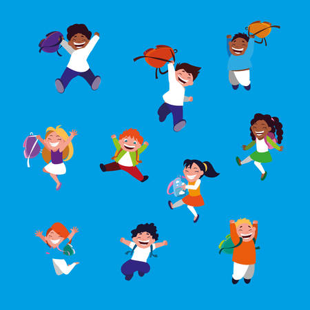 group of little students pattern vector illustration designのイラスト素材