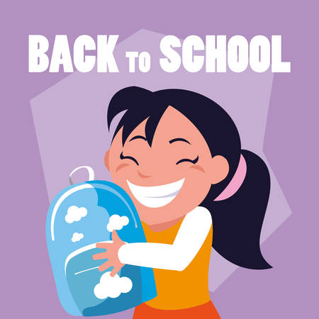 little student girl with school bag vector illustration designのイラスト素材