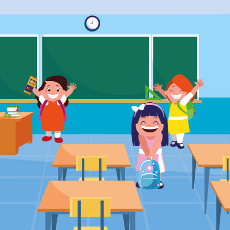 little students girls in the classroom vector illustration designのイラスト素材