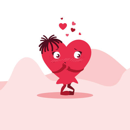 cute heart female in the desert character vector illustration designのイラスト素材