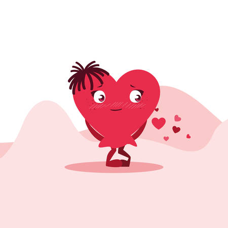 cute heart female in the desert character vector illustration designのイラスト素材