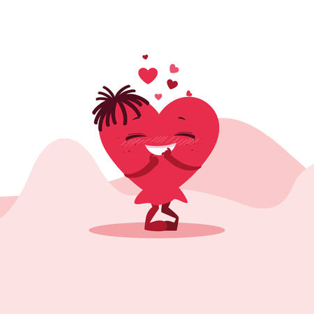 cute heart female in the desert character vector illustration designのイラスト素材
