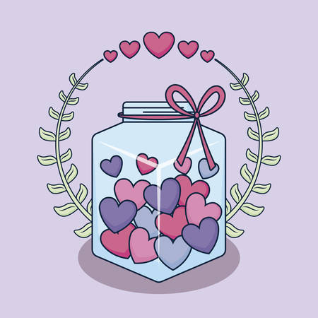 love card with jar and hearts vector illustration designのイラスト素材