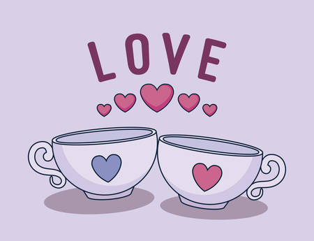 love card with coffee cups vector illustration designのイラスト素材