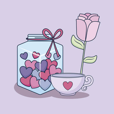 love card with jar and hearts vector illustration designのイラスト素材