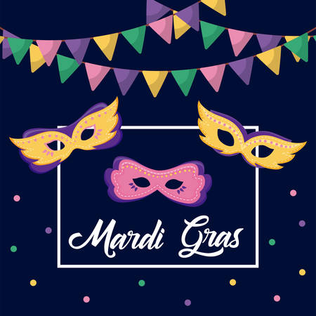 mardi gras card with masks vector illustration designのイラスト素材