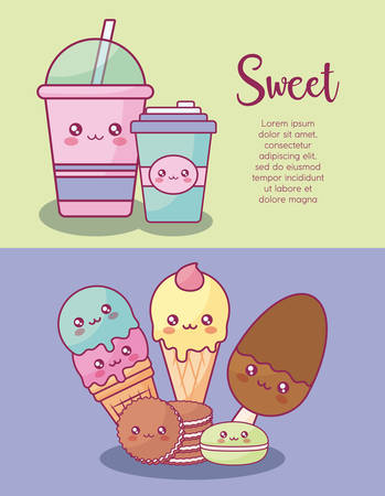 sweet products characters vector illustration designのイラスト素材