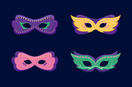 mardi gras card with masks vector illustration designのイラスト素材