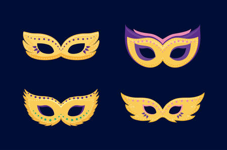 mardi gras card with masks vector illustration designのイラスト素材