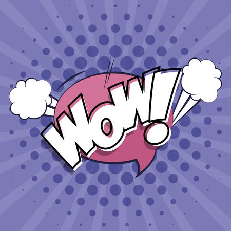expression bubble with wow pop art style vector illustration designのイラスト素材