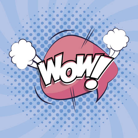 expression bubble with wow pop art style vector illustration designのイラスト素材