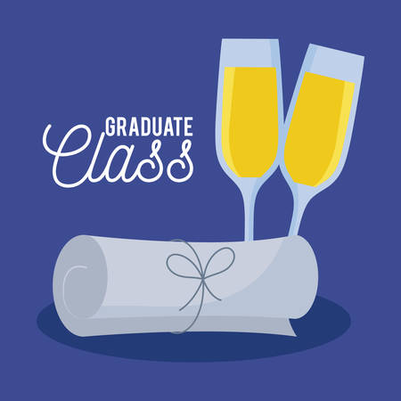 graduation class celebration card with diploma vector illustration designのイラスト素材