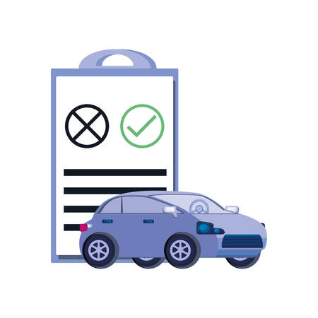 car sedan with clipboard checklist vector illustration designのイラスト素材