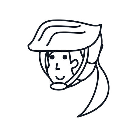 head of woman cyclist with helmet security vector illustration designのイラスト素材