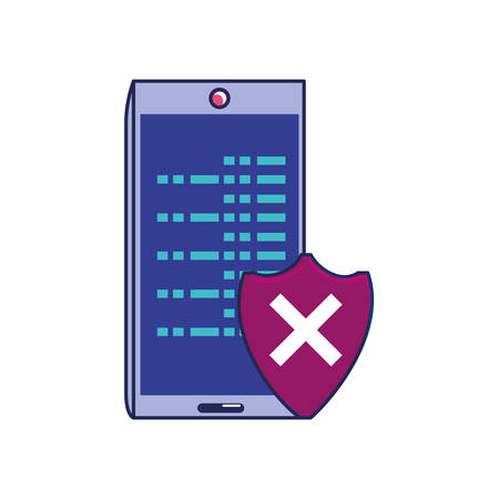smartphone device with shield protection vector illustration designのイラスト素材