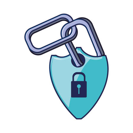 shield secure with padlock and chain vector illustration designのイラスト素材