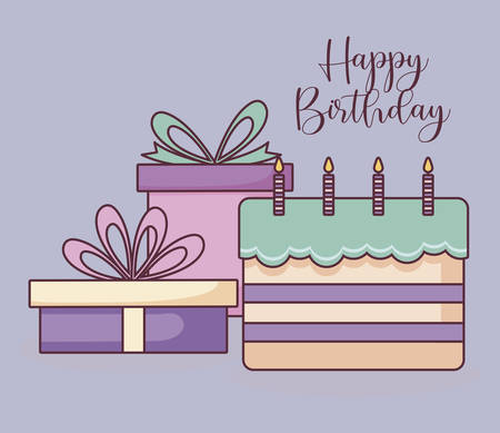gift boxes with sweet cake vector illustration designのイラスト素材