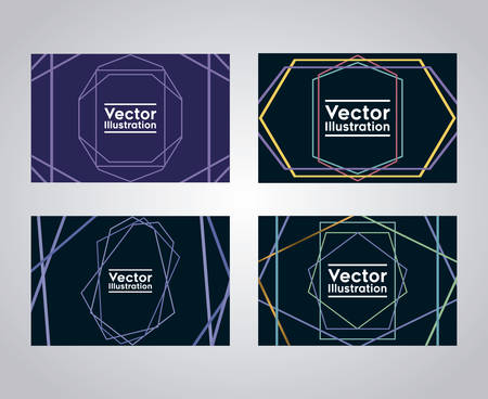 set of business cards with lines and figures vector illustration designのイラスト素材