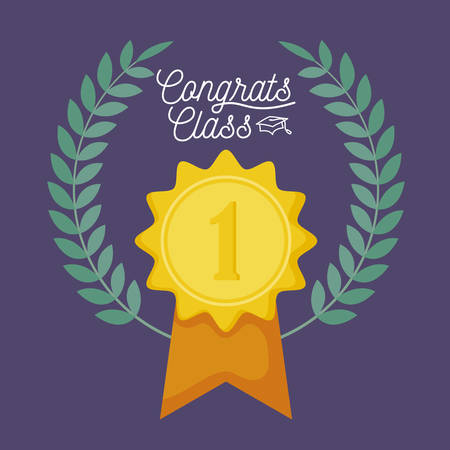 graduation class celebration card with seal stamp vector illustration designのイラスト素材