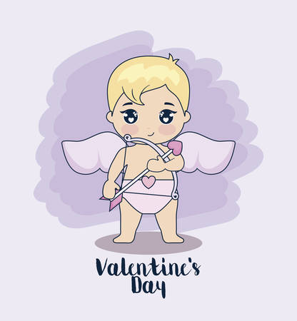 valentine day card with cupid vector illustration designのイラスト素材
