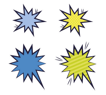 set of explosive comic pop art style vector illustration designのイラスト素材