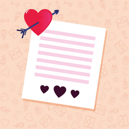 heart love letter happy valentines day vector illustrationのイラスト素材