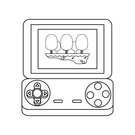 video game landscape trees on screen vector illustrationのイラスト素材