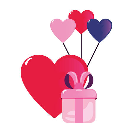 heart and gift balloons happy valentines day vector illustrationのイラスト素材