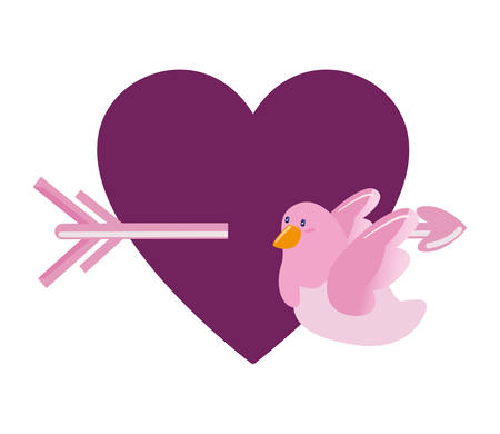 doves heart arrow happy valentines day vector illustrationのイラスト素材
