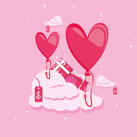 valentines day big sale with balloons helium vector illustration designのイラスト素材