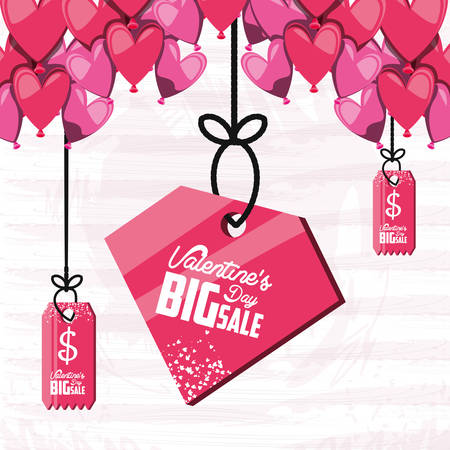 valentines day big sale with tags hanging vector illustration designのイラスト素材