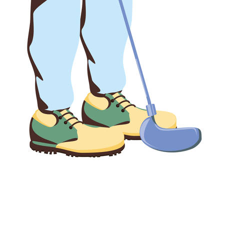 golf player feet with stick vector illustration designのイラスト素材