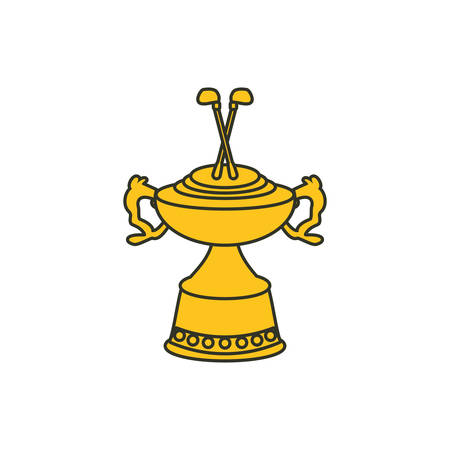 trophy with sticks golf isolated icon vector illustration designのイラスト素材