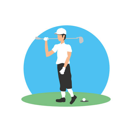 golfer with field and stick golf vector illustration designのイラスト素材