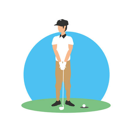 golfer with field and stick golf vector illustration designのイラスト素材