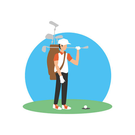golfer with field and sticks golf vector illustration designのイラスト素材