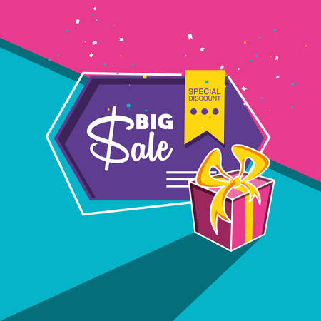 big sale label with gift vector illustration designのイラスト素材