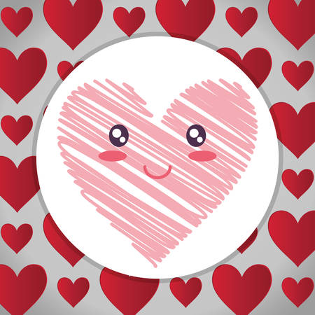 heart face emoticon character vector illustration designのイラスト素材